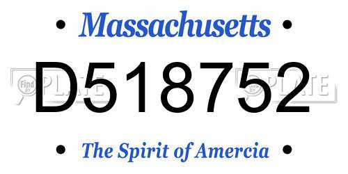 D518752 Massachusetts License Plate