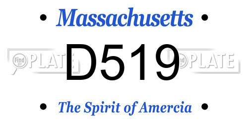 D519 Massachusetts License Plate