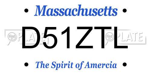 D51ZTL Massachusetts License Plate