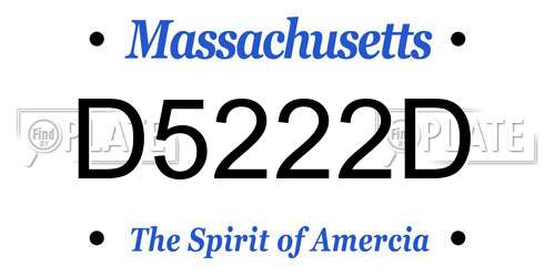 D5222D Massachusetts License Plate