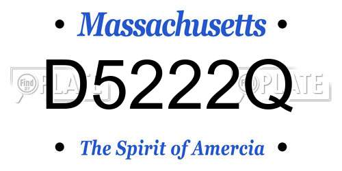 D5222Q Massachusetts License Plate
