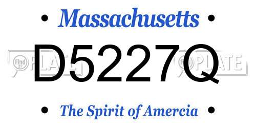 D5227Q Massachusetts License Plate