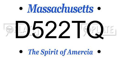D522TQ Massachusetts License Plate