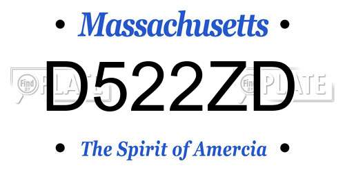 D522ZD Massachusetts License Plate