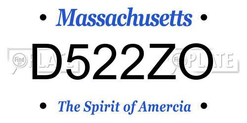 D522ZO Massachusetts License Plate