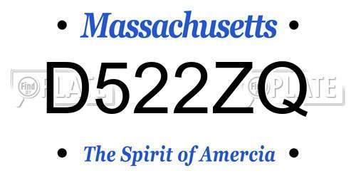 D522ZQ Massachusetts License Plate