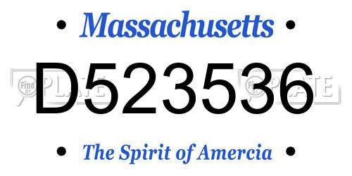 D523536 Massachusetts License Plate