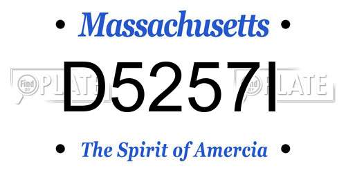 D5257I Massachusetts License Plate