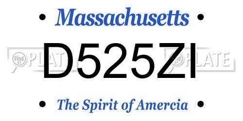 D525ZI Massachusetts License Plate