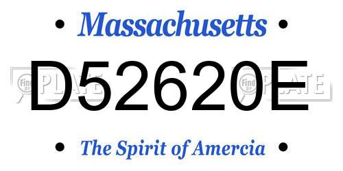 D52620E Massachusetts License Plate