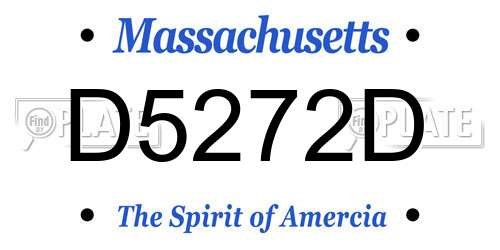 D5272D Massachusetts License Plate