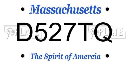 D527TQ Massachusetts License Plate