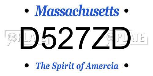 D527ZD Massachusetts License Plate