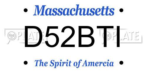 D52BTI Massachusetts License Plate