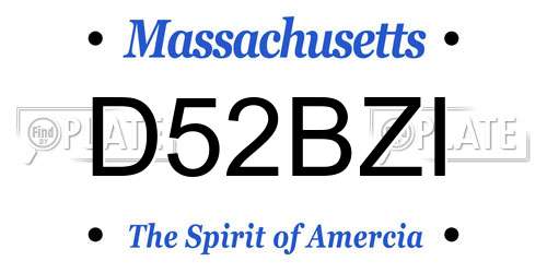 D52BZI Massachusetts License Plate
