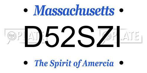 D52SZI Massachusetts License Plate
