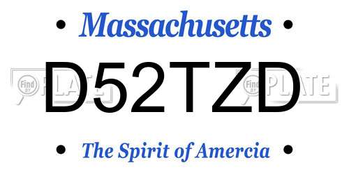 D52TZD Massachusetts License Plate