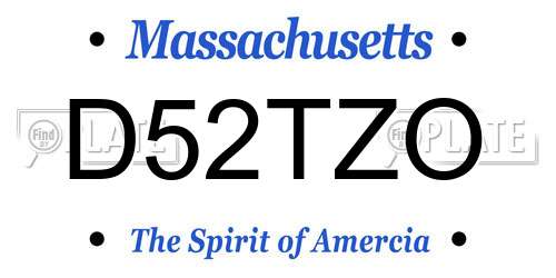 D52TZO Massachusetts License Plate
