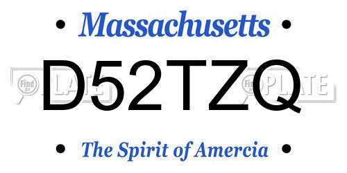 D52TZQ Massachusetts License Plate