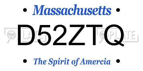 D52ZTQ Massachusetts License Plate