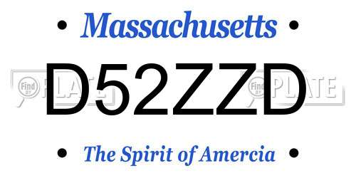 D52ZZD Massachusetts License Plate