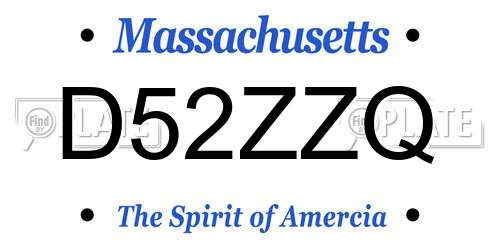 D52ZZQ Massachusetts License Plate