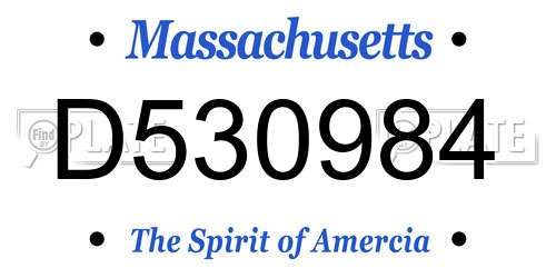 D530984 Massachusetts License Plate