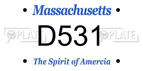 D531 Massachusetts License Plate