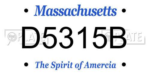 D5315B Massachusetts License Plate