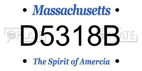 D5318B Massachusetts License Plate