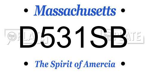 D531SB Massachusetts License Plate