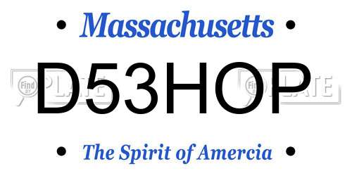 D53HOP Massachusetts License Plate