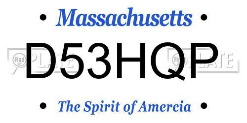 D53HQP Massachusetts License Plate