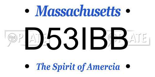 D53IBB Massachusetts License Plate