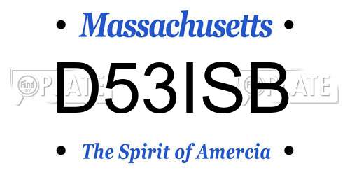 D53ISB Massachusetts License Plate