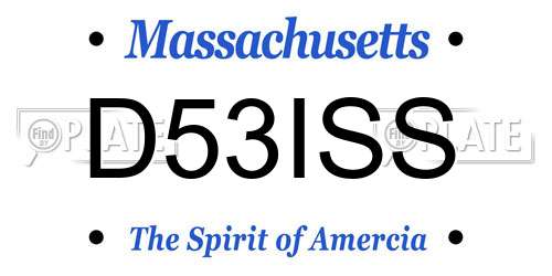 D53ISS Massachusetts License Plate