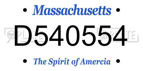 D540554 Massachusetts License Plate