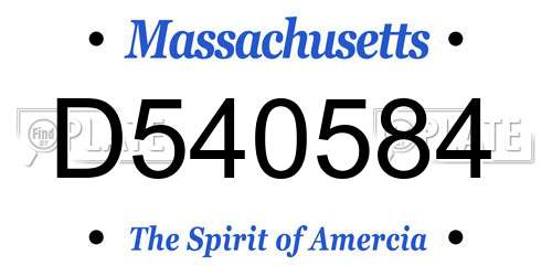 D540584 Massachusetts License Plate
