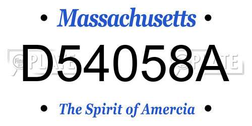 D54058A Massachusetts License Plate