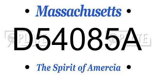 D54085A Massachusetts License Plate