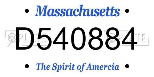 D540884 Massachusetts License Plate