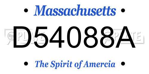 D54088A Massachusetts License Plate