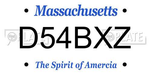D54BXZ Massachusetts License Plate