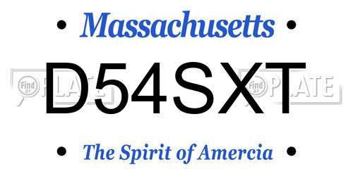 D54SXT Massachusetts License Plate