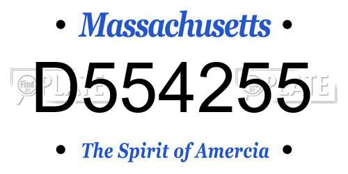 D554255 Massachusetts License Plate