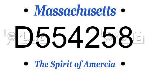 D554258 Massachusetts License Plate