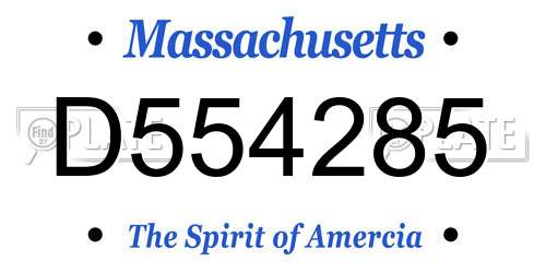 D554285 Massachusetts License Plate