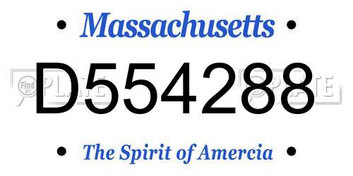 D554288 Massachusetts License Plate