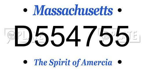 D554755 Massachusetts License Plate