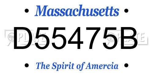 D55475B Massachusetts License Plate
